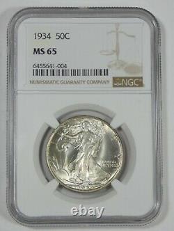 1934 Walking Liberty Half Dollar CERTIFIED NGC MS 65 Silver 50c