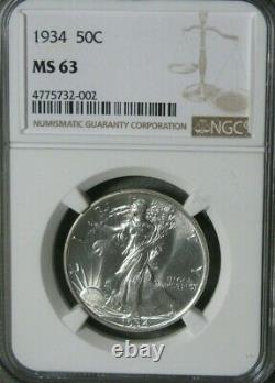 1934 Walking Liberty Silver Half Dollar NGC MS 63 Nice! United States Coin #4546