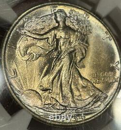 1934 Walking Liberty Silver Half Dollar NGC MS-65 Gem Beautiful Toned Luster++