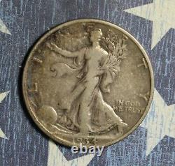 1934-d Walking Liberty Silver Half Dollar Toned Collector Coin Free Shipping