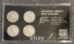 1935-1945PDS Walking Liberty Half Dollar Set of 4 Silver Coins