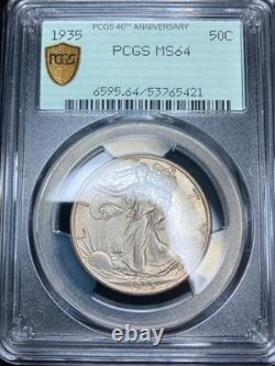 1935-P PCGS MS64 Walking Liberty Half Dark Iridescent 40th Anniversary Label
