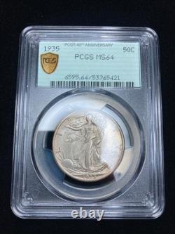 1935-P PCGS MS64 Walking Liberty Half Dark Iridescent 40th Anniversary Label