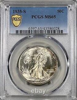 1935-S Walking Liberty 50c Silver Half Dollar PCGS MS 65 Gold Shield