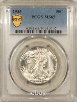 1935 Walking Liberty Half Dollar Pcgs Ms-65, Blast White, Premium Quality