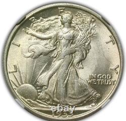 1935 Walking Liberty Half Ngc Ms 62 Lovely Original Soft White With A Hint Of