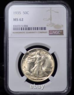 1935 Walking Liberty Half Ngc Ms 62 Lovely Original Soft White With A Hint Of