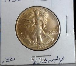 1935p-walking Liberty Half -choice Unc. Bold Skirtlines. Mint Luster! Free Ship