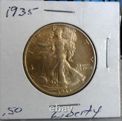1935p-walking Liberty Half -choice Unc. Bold Skirtlines. Mint Luster! Free Ship