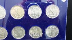 1936-1947 PDS Walking Liberty Silver Half Dollars in Capital Holder 496B Z326