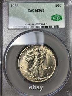1936 CAC MS63 Walking Liberty Half Dollar 50c, Strong Luster Original Choice MS