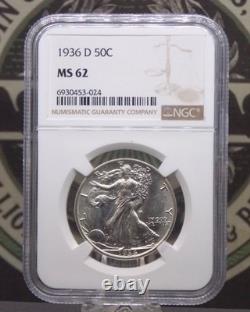 1936 D Walking LIBERTY Silver Half Dollar 50c NGC MS62 #024 Unc ECC&C, Inc
