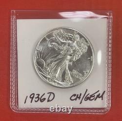 1936 D Walking Liberty Silver Half Dollar, Choice to Gem Uncirculated