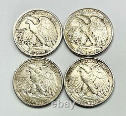 1936 P, 1941 P, 1945 P, & 1946 P Walking Liberty Half Dollar 50c AU 4 Coin Lot