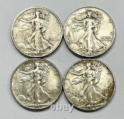 1936 P, 1941 P, 1945 P, & 1946 P Walking Liberty Half Dollar 50c AU 4 Coin Lot
