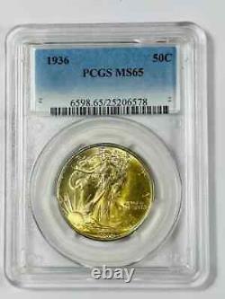 1936 P Walking Liberty Half Dollar PCGS MS-65 Gold Toning