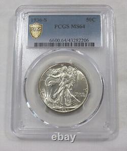 1936-S Walking Liberty Half Dollar Silver Coin 50C PCGS MS64
