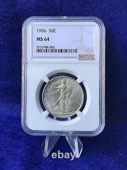 1936 WALKING LIBERTY HALF DOLLAR 50c BLAST WHITE NGC MS64 CHOICE BRILLIANT UNC