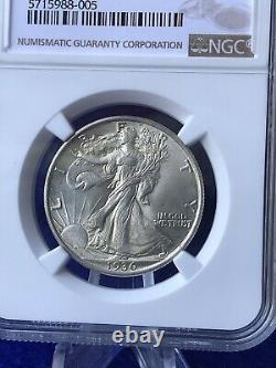 1936 WALKING LIBERTY HALF DOLLAR 50c BLAST WHITE NGC MS64 CHOICE BRILLIANT UNC