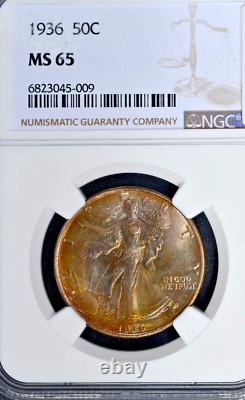 1936 Walking Liberty Silver Half Dollar MS65 NGC TONED