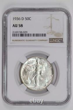1936-d Walking Liberty Half Dollar Ngc Au58