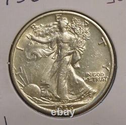 1936-s Walk. Liberty Half Dollar-au+/bu-about Uncirculated Plus To Uncirculated