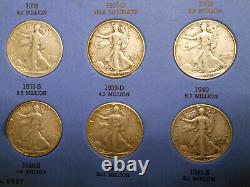 1937 1947 Complete Set 30 Walking Liberty 90% Silver Half Dollars Collection