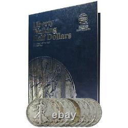 1937-1947 Liberty Walking Half Dollar 10 Coin Set AG 90% Silver 50c with Folder
