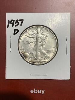 1937-D Walking Liberty Half Dollar Uncirculated 90% Silver Nice