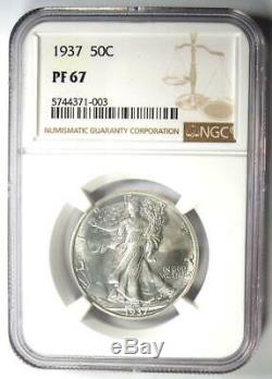 1937 PROOF Walking Liberty Half Dollar 50C Coin NGC PR67 (PF67). $1,830 Value