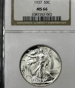 1937 P MS66 Walking Liberty Half Dollar 50c, NGC Graded