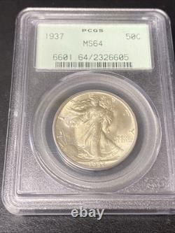 1937-P Walking Liberty Silver Half Dollar 50C PCGS MS 64 Walker Rattler