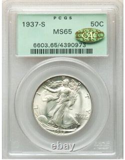1937-S PCGS MS65 OGH GOLD CAC +++ Silver WALKING LIBERTY Half Dollar 50c