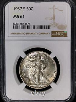 1937-S Walking Liberty Half NGC MS61 Nice Eye Appeal Nice Strike