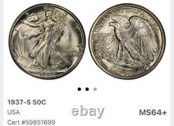 1937 S Walking Liberty MS64+ PCGS