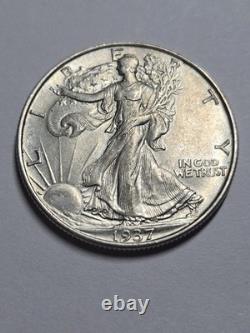 1937 Walking Liberty Half Dollar Borderline Uncirculated (AU++) 90% Silver