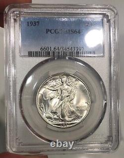 1937 Walking Liberty Half Dollar graded MS64 by PCGS Mostly White Better Date