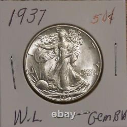 1937 Walking Liberty Half Gem Bu Gem Brilliantly Uncirculated