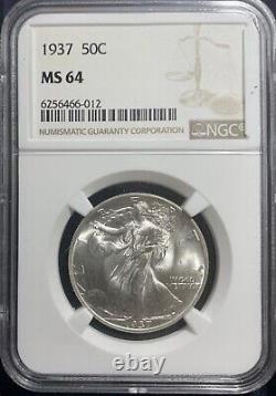 1937 Walking Liberty Silver Half Dollar NGC MS64