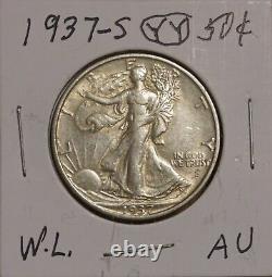 1937-s Walking Liberty Half Dollar-au+ About Uncirculated Minor Tone
