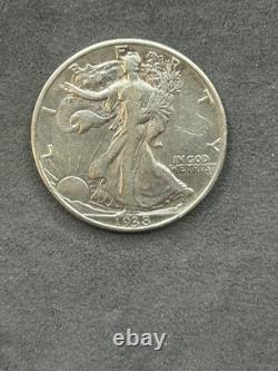 1938-D 50C Walking Liberty Silver Half Dollar XF Key Date