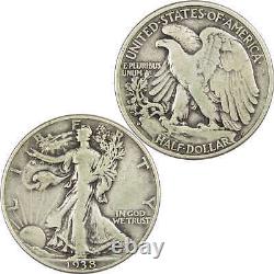 1938 D Liberty Walking Half Dollar F Fine 90% Silver 50c SKUIPC7659