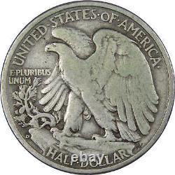 1938 D Liberty Walking Half Dollar F Fine 90% Silver 50c US Coin Collectible