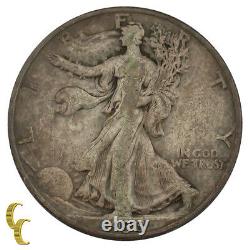 1938-D Silver Walking Liberty Half Dollar 50C (Fine, F Condition)