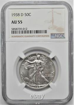 1938 D Walking Liberty Half Dollar 50c Ngc Au 55