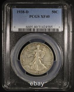 1938-D Walking Liberty Half Dollar 50c PCGS XF40 Key Date