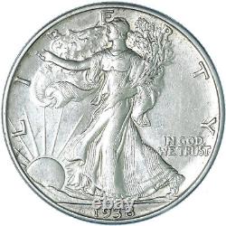 1938 D Walking Liberty Half Dollar 90% Silver AU+ Cleaned See Pics E372