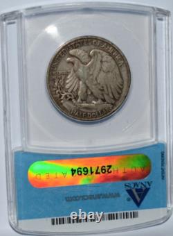 1938-D Walking Liberty Half Dollar ANACS VF 30 50c 90 % Silver