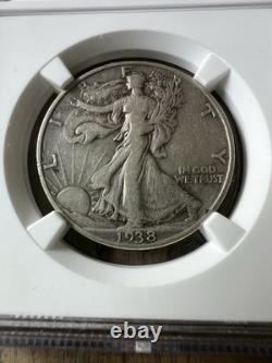 1938-D Walking Liberty Half Dollar, Key Date, NGC VF-35 Choice Silver US 50c