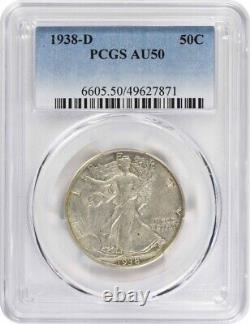 1938-D Walking Liberty Silver Half Dollar AU50 PCGS